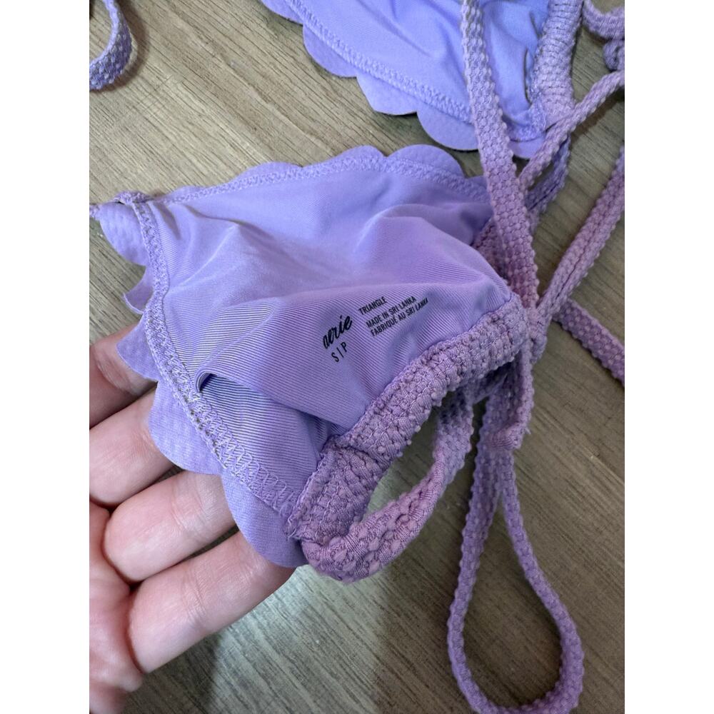Aerie Waffle Scalloped String Triangle Bikini Top… - image 3